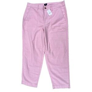 J. Crew Women’s Lightweight Denim Pink Cotton Pants Baggy Preppy Size 12 NWT